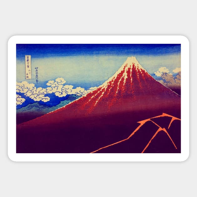 "Storm below Mount Fuji from the series Thirty-six Views of Mount Fuji" by Katsushika Hokusai (1830 - 1832) TECHNICOLOR REMASTERED Sticker by FineArtMaster